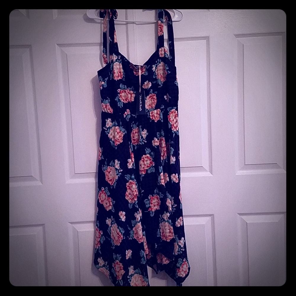 NWT Modcloth Pretty Navy Floral Plaid Dress